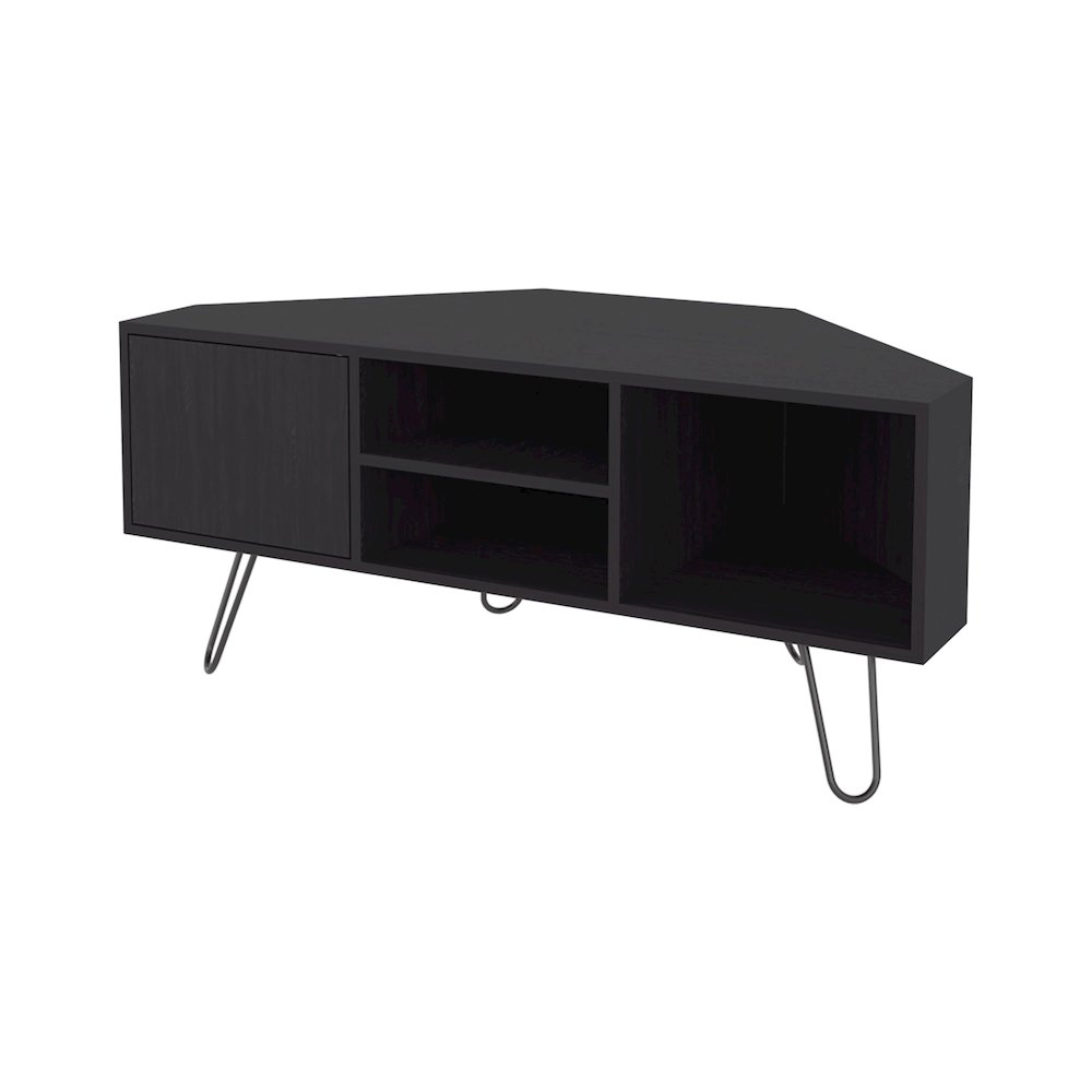 Fredonia Tv Stand 65" with a Door and Open Storage, Wengue. Picture 1