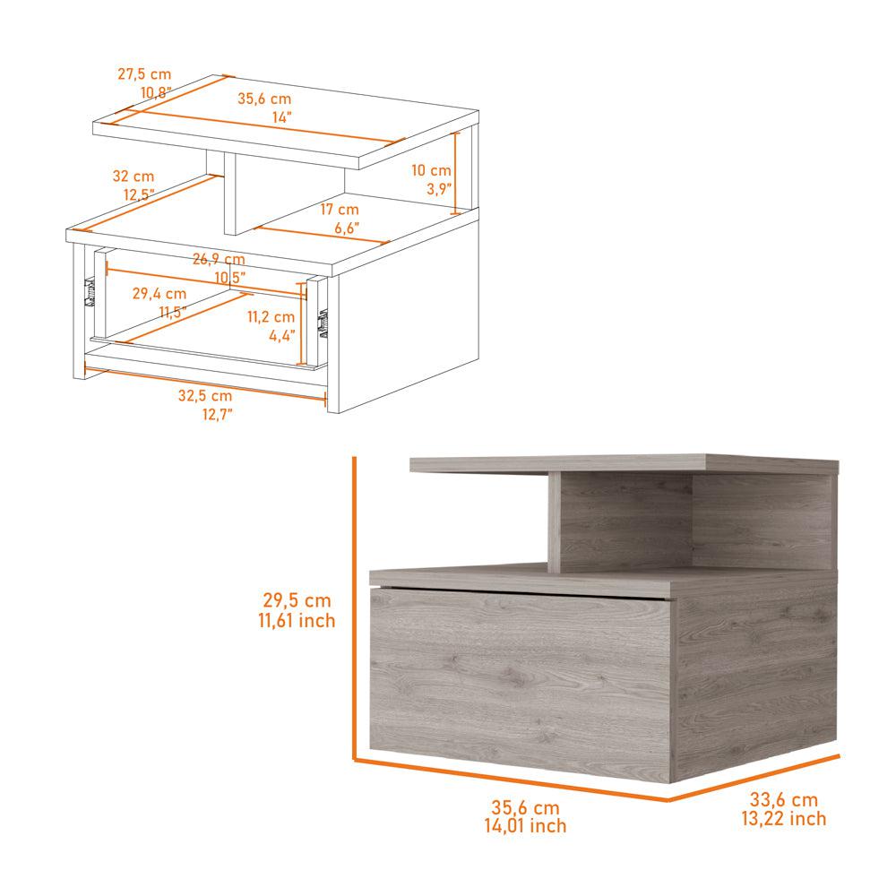 Augusta Floating Nightstand with 2-Tier Shelf and 1-Drawer. Picture 2