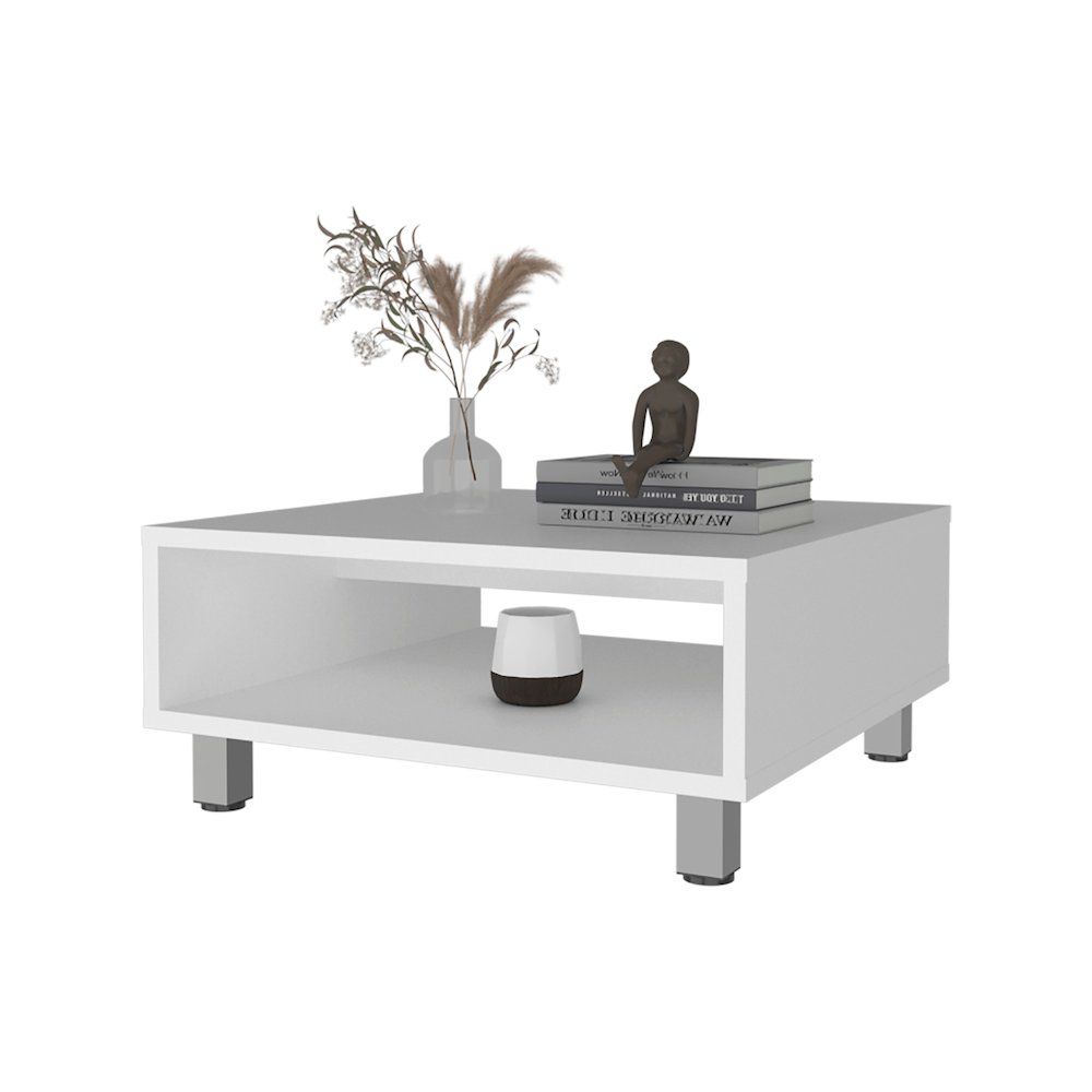 Avondale Coffee Table in Melamine with Open Storage, white. Picture 3