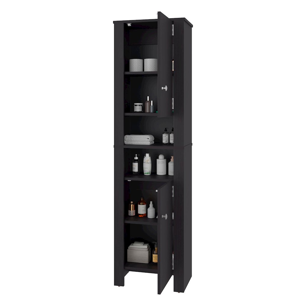 Tall Stylish Cabinet, Bathroom Organizer with Closed Compartments, Wenge. Picture 3