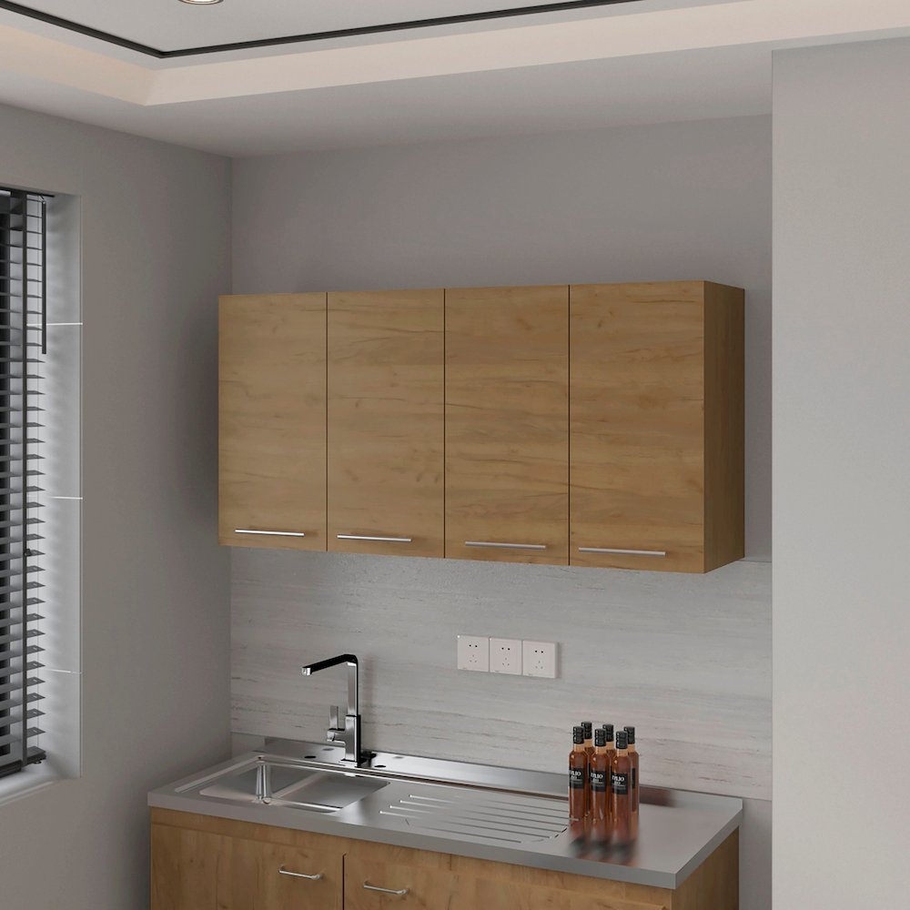 Lyman Wall Cabinet kitchen in Melamine wit 4 Doors , Natural Oak. Picture 4