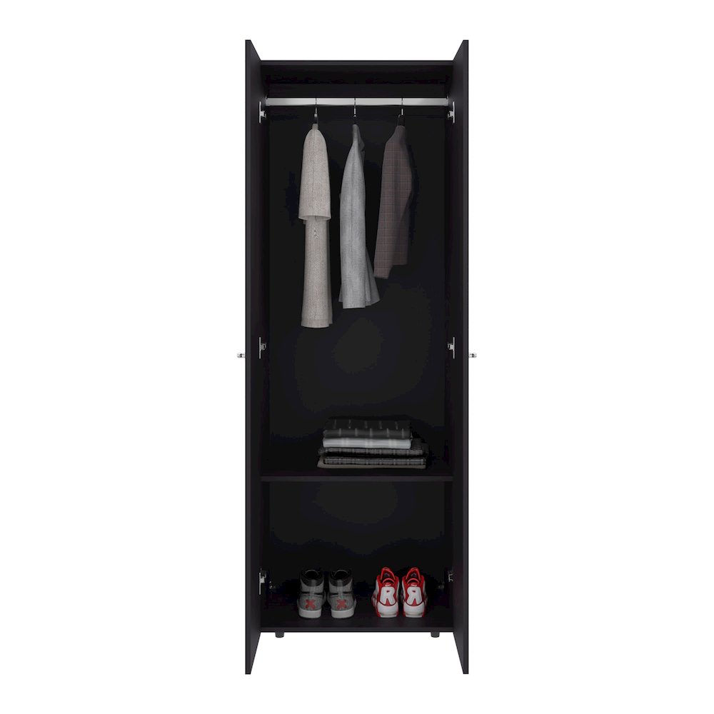 Basin  2-Door Tall Wardrobe Cabinet 66.9"H,  Bedroom, Wenge. Picture 2