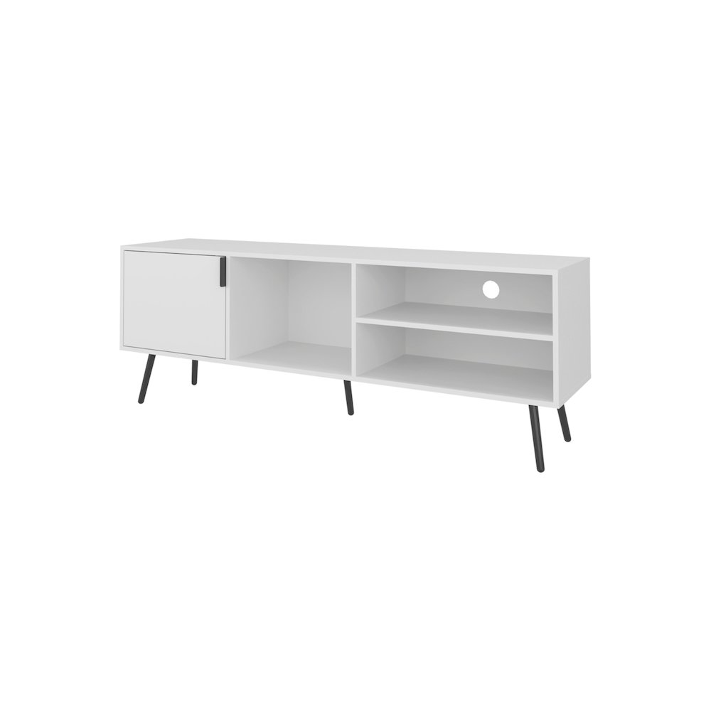Mescal Tv Stand Multistorage with a Door and Open Storage, White. Picture 1