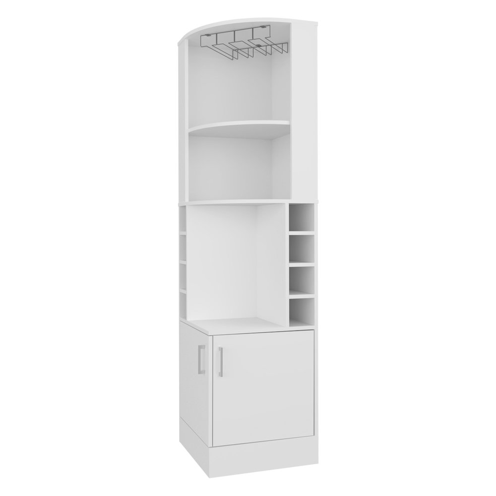 Page Corner Bar Cabinet with Wine Storage and Glass Rack, White. Picture 1