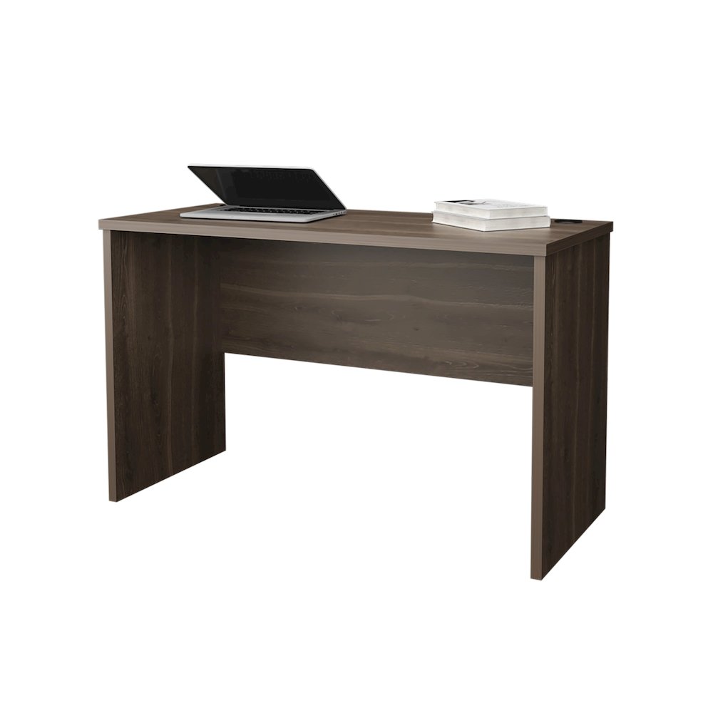 Rough Rock Minimalist Home Office Work Desk with Cable Management , Dark Walnut. Picture 4