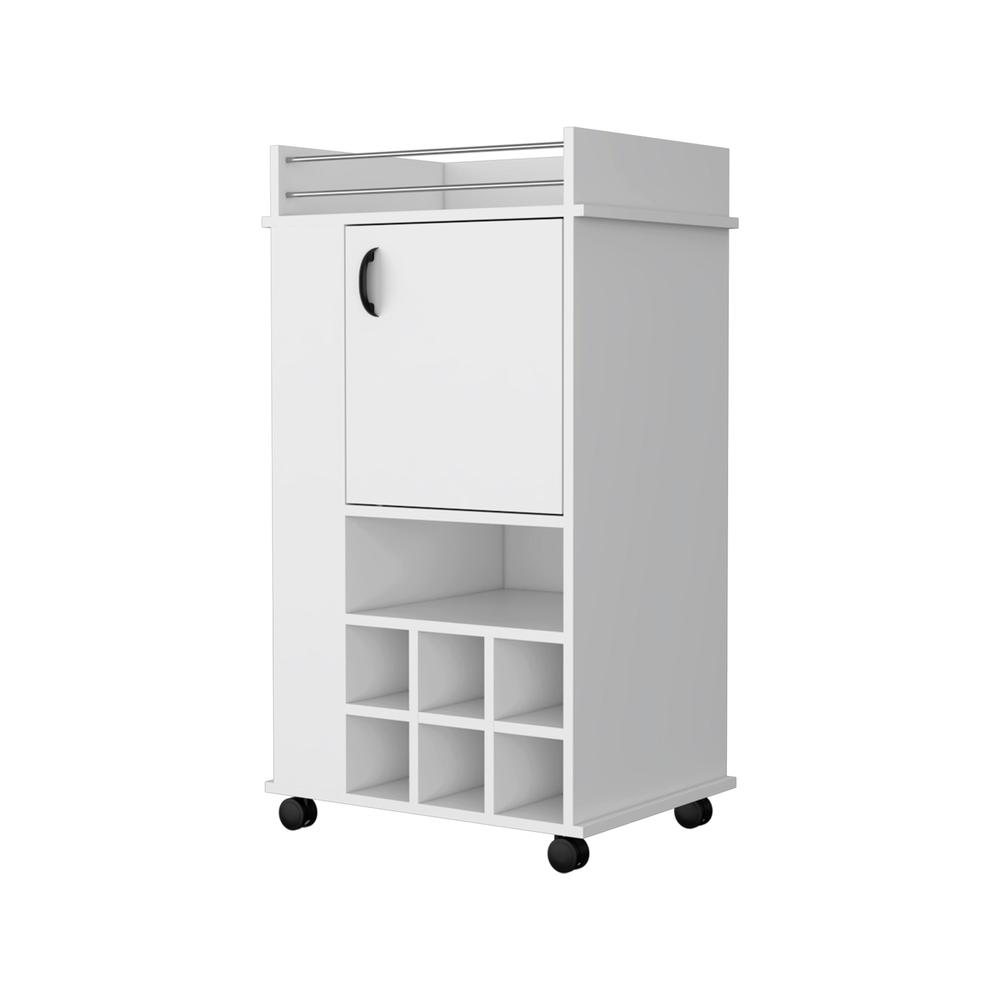Farson Bar Cart with 2-Side Shelf, 6-Built In Wine Rack and Casters. Picture 1