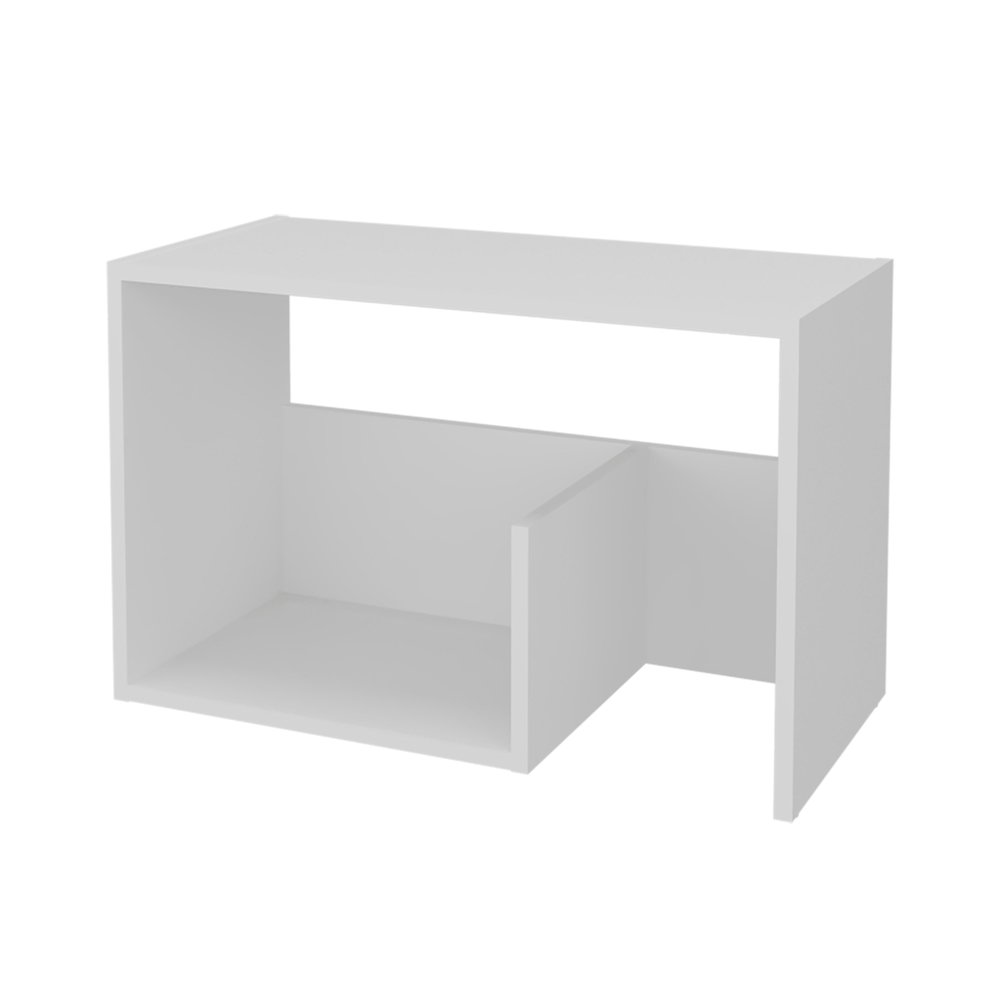 Vega Side Table in Melamine with Open Storage, White. Picture 6