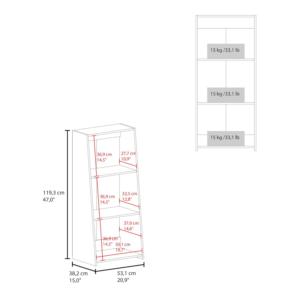 Anthem Bookcase in melamine with three shelves, Wenge. Picture 2