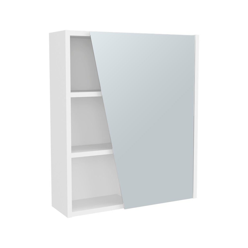 Pinedale Medicine Cabinet with Mirrored Door and Open Storage, White. Picture 1