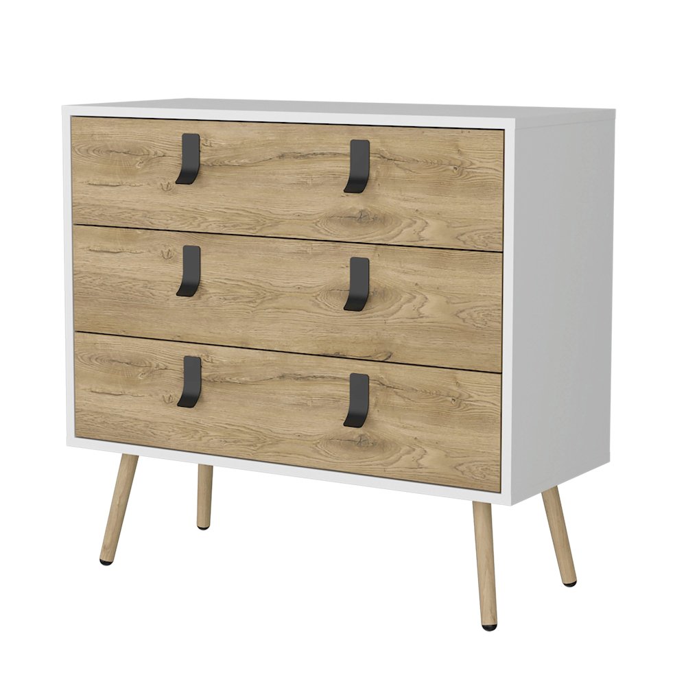 Kimball 3-drawer Dresser, Modern Chic Storage with Wooden Legs. Picture 1