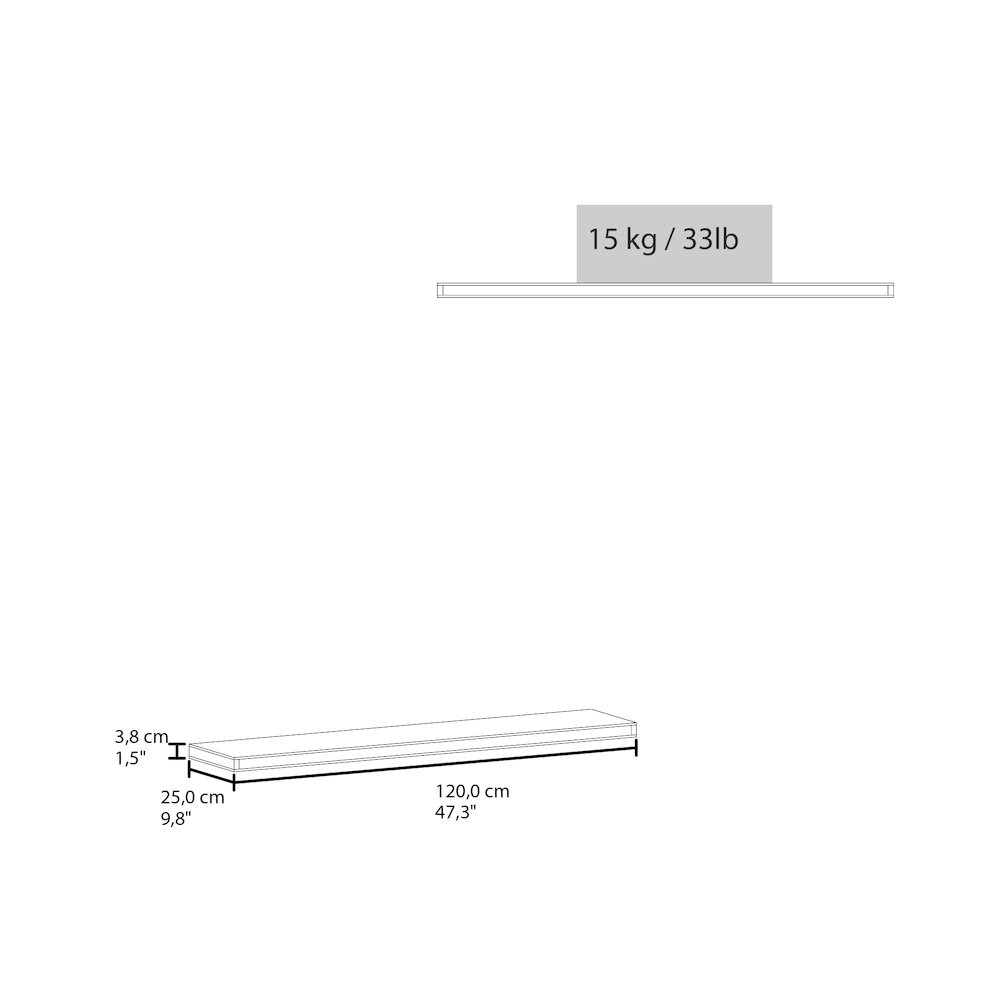 Greer Floating Shelf in Melamine x2, Dark Oak. Picture 3