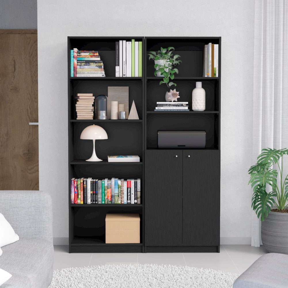 Reid 2 Piece Living Room Set with 2 Bookcases, Wenge. Picture 6