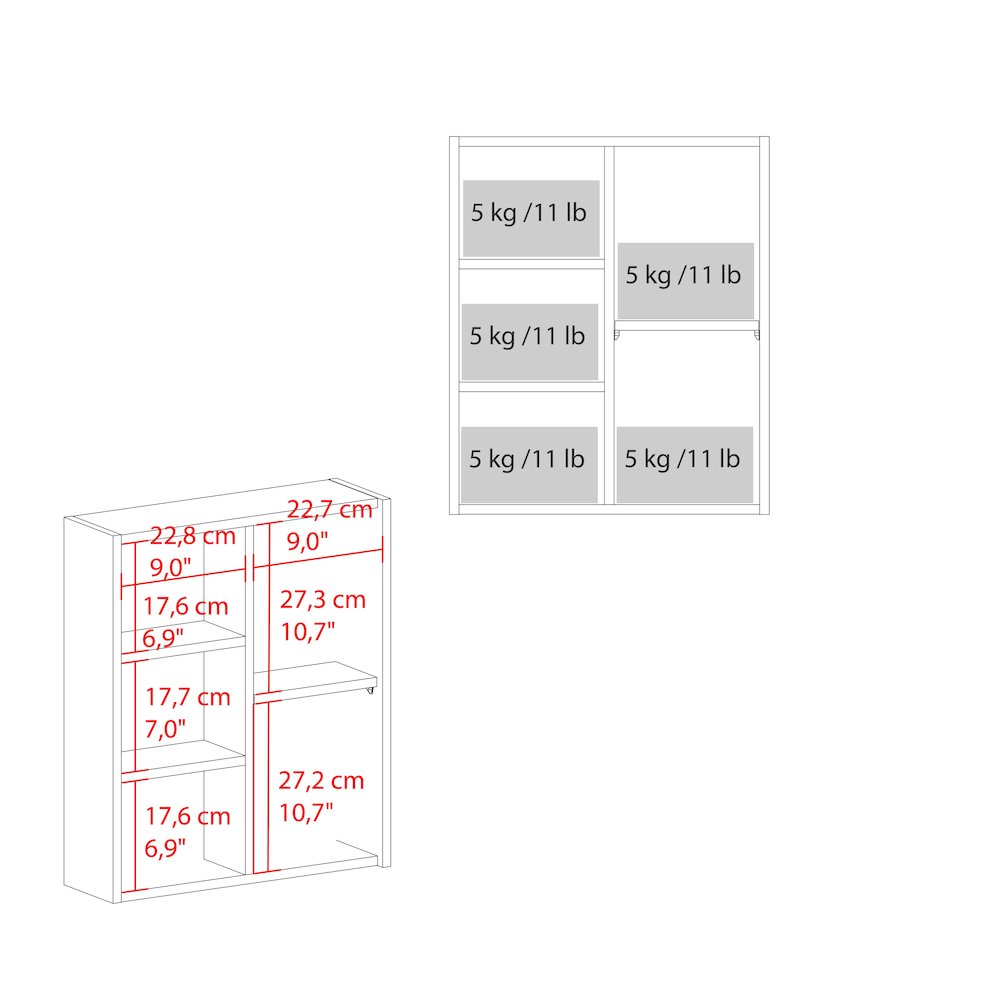Pinedale Medicine Cabinet with Mirrored Door and Open Storage, White. Picture 2