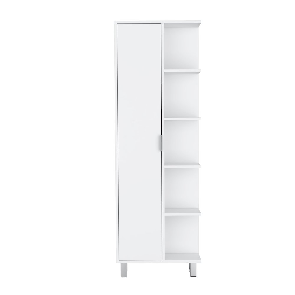 Randall Linen Cabinet, with 1  door and 9 shelves, White. Picture 1