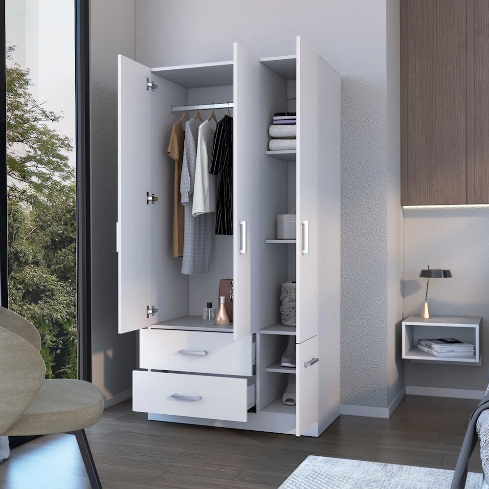 Douglas Armoire in melamine, two drawers, hanging rod and 4 doors.. Picture 5