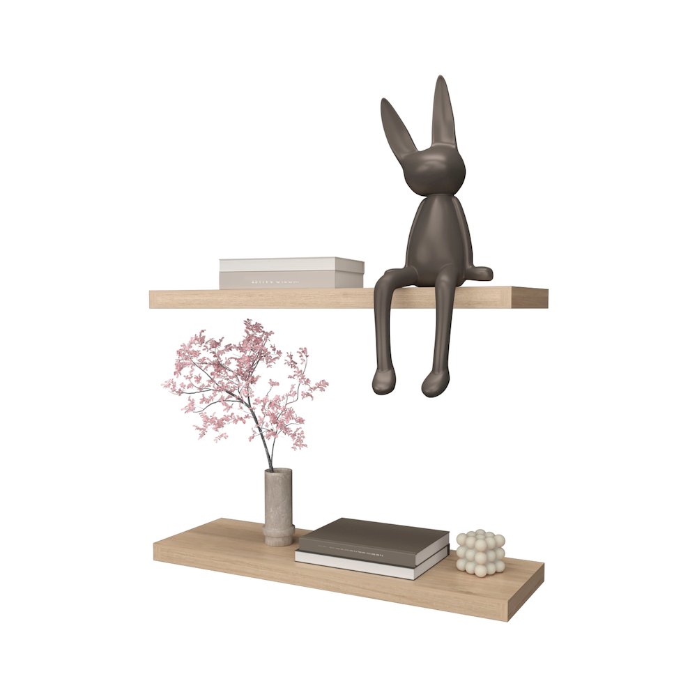 Iva Floating Shelf in Melamine x2,light Pine. Picture 4