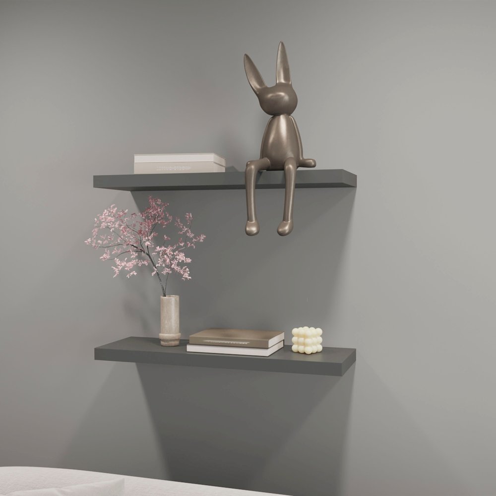 Iva Floating Shelf in Melamine x2, Matt Grey. Picture 7
