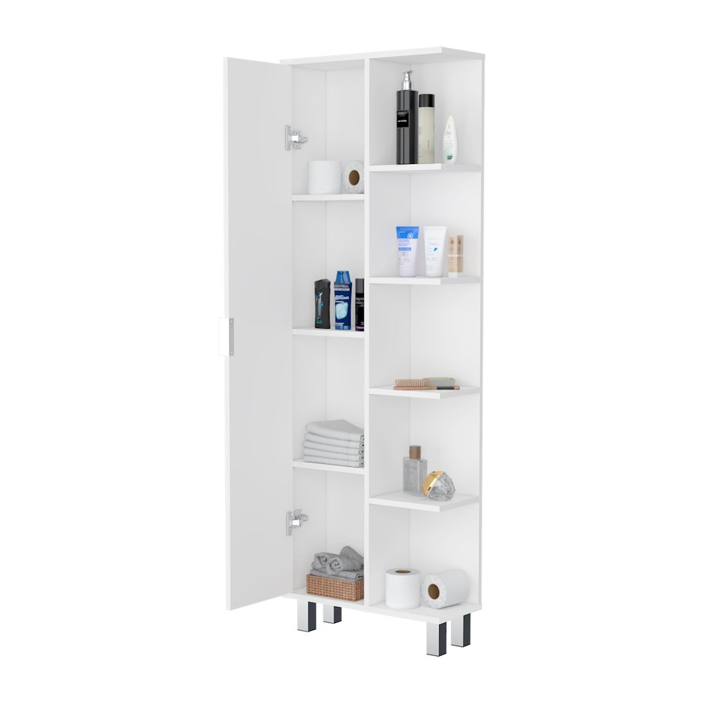 Randall Linen Cabinet, with 1  door and 9 shelves, White. Picture 6