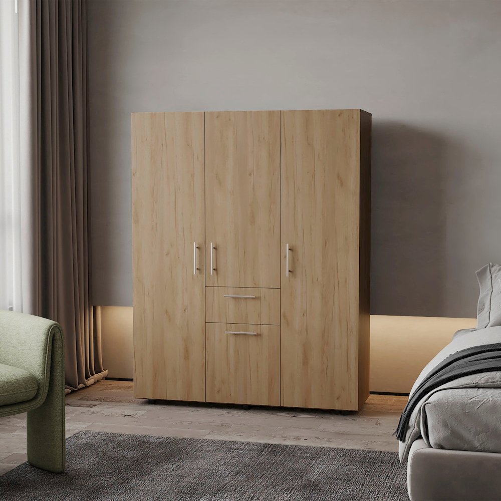 Alamo Lake Armoire Multi-storage with one Drawer, Natural Oak. Picture 4