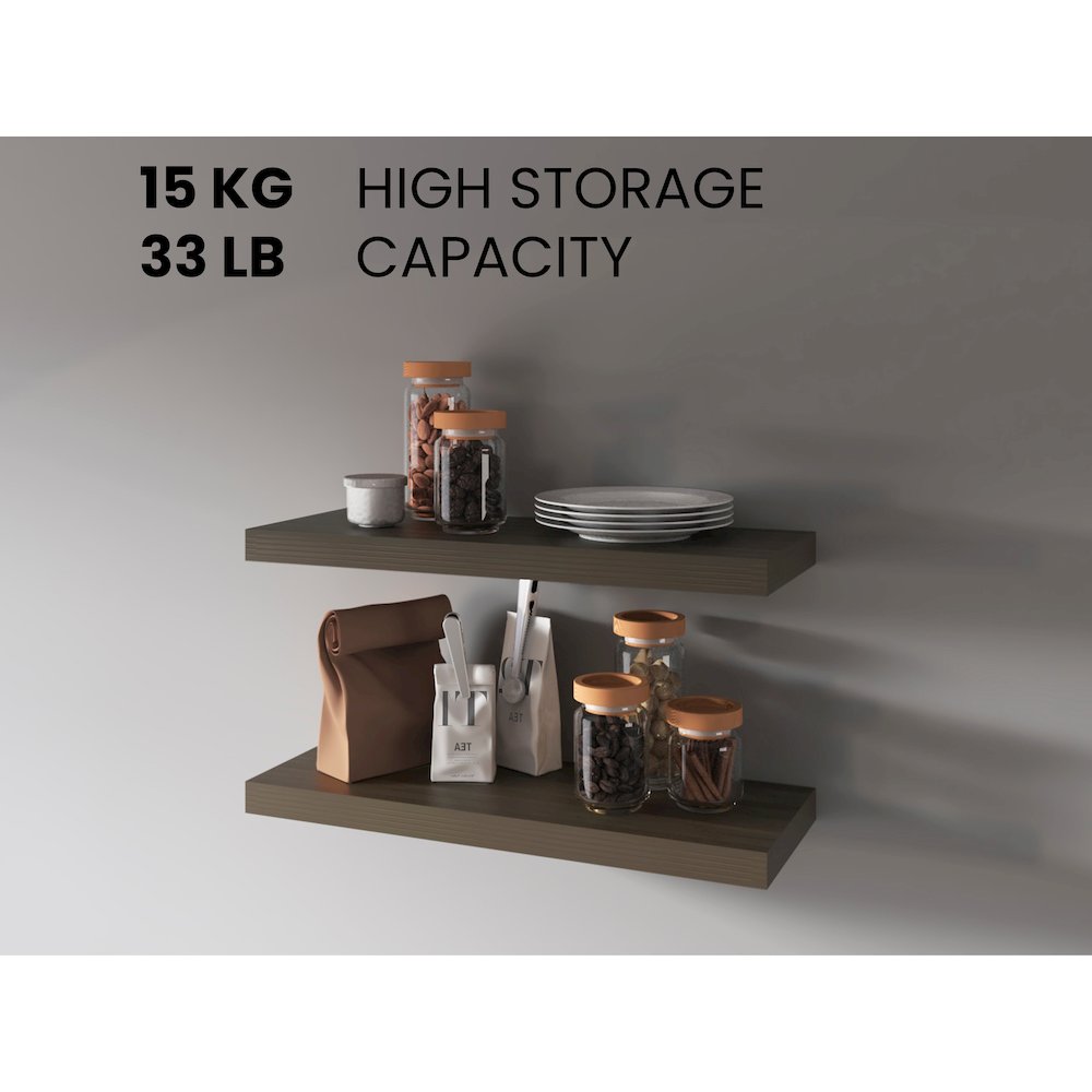 Iva Floating Shelf in Melamine x2,Smokey Oak. Picture 5