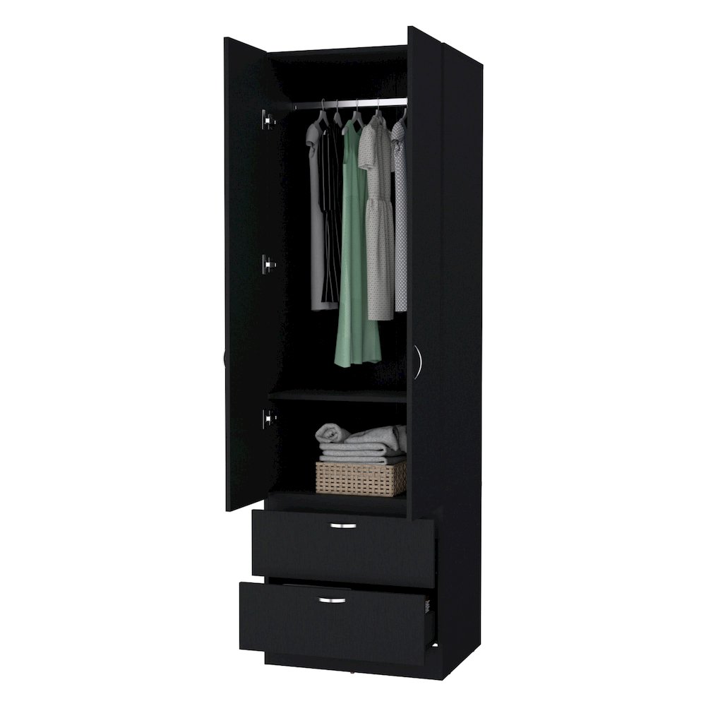 Tall Mayer Wardrobe in Melamine with Two Doors and Two Drawers. Picture 6