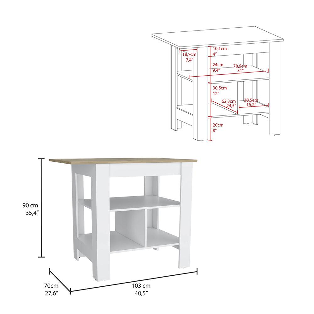 Lisbon Kitchen Island, 3-Tier Shelf and Large Workstation. Picture 2