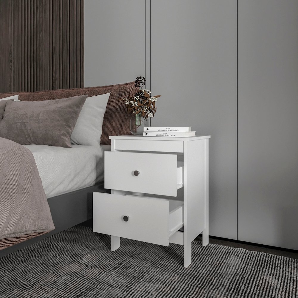 Nogales NightStand with 2 Drawers, Withe. Picture 3