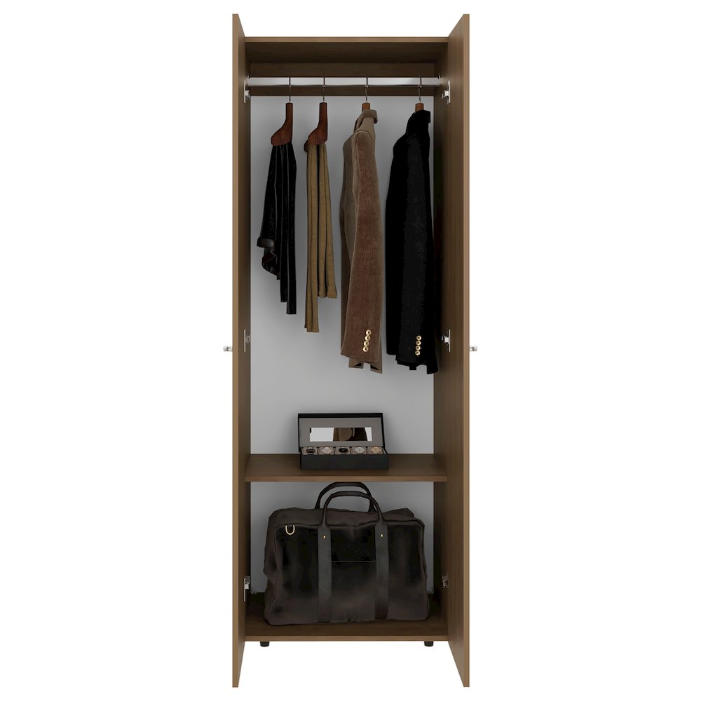 Basin  2-Door Tall Wardrobe Cabinet 66.9"H,  Bedroom, Natural Oak. Picture 2