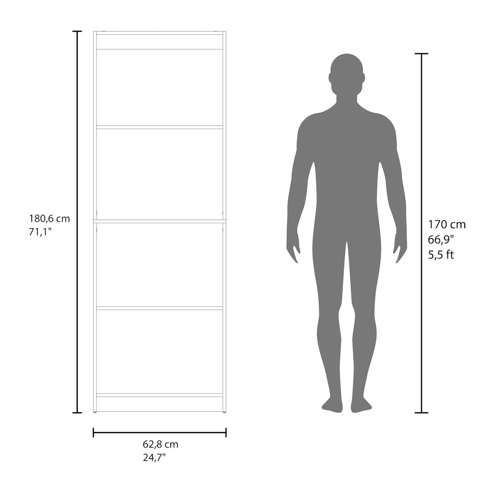 Bear Flat Bookcase with Open Storage and 4 Shelves ,Stained Walnut. Picture 6