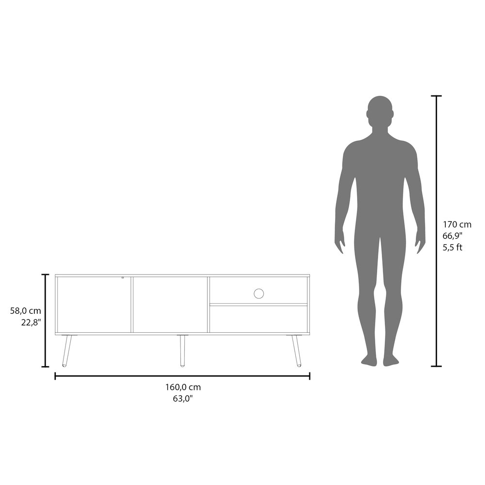 Mescal Tv Stand Multistorage with a Door and Open Storage, White. Picture 7