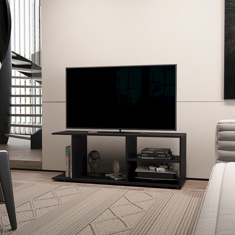 Tubac TV Rack in Melamine With Open Storage, Wenge. Picture 4