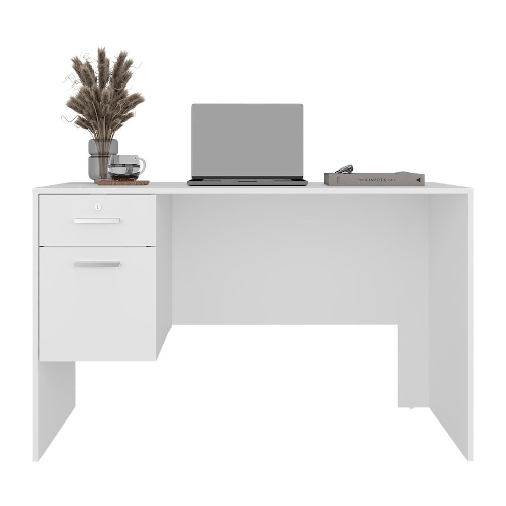 Magia Desk, 2 Drawers (1 Lockable), Modern Design, White Finish, Home Office. Picture 3