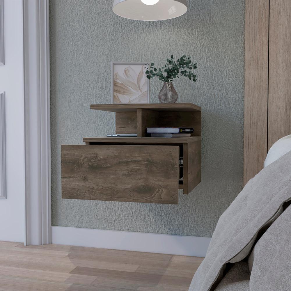 Augusta Floating Nightstand with 2-Tier Shelf and 1-Drawer. Picture 3
