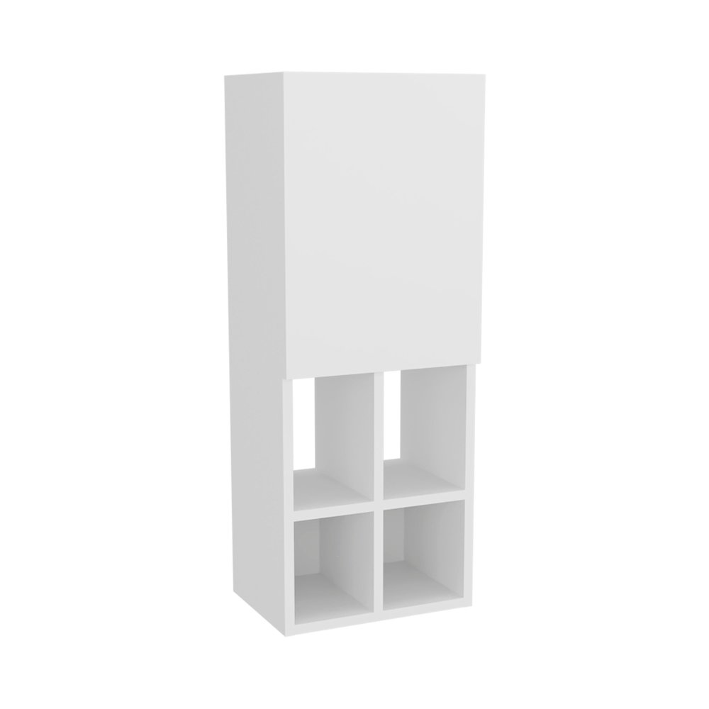 Two Wall-Mounted Bathroom Cabinet with Open and Closed Storage, Withe. Picture 1