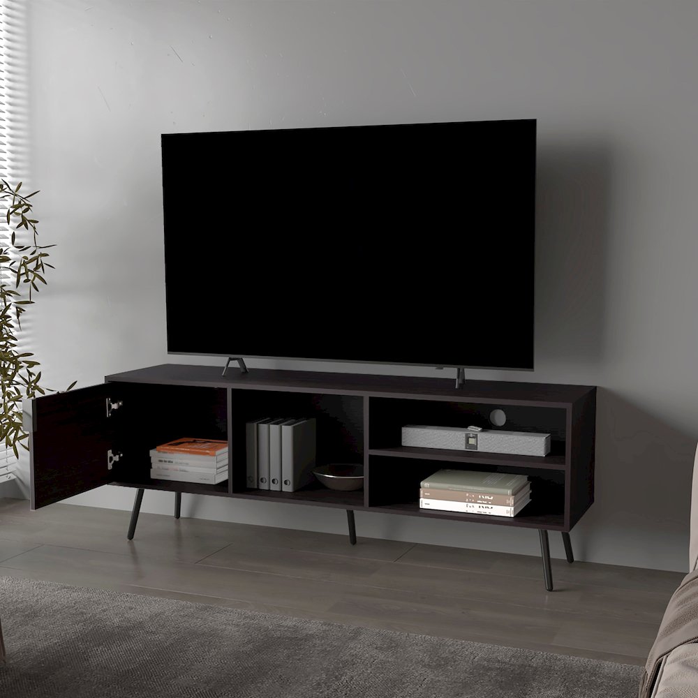 Mescal Tv Stand Multistorage with a Door and Open Storage, Wengue. Picture 3