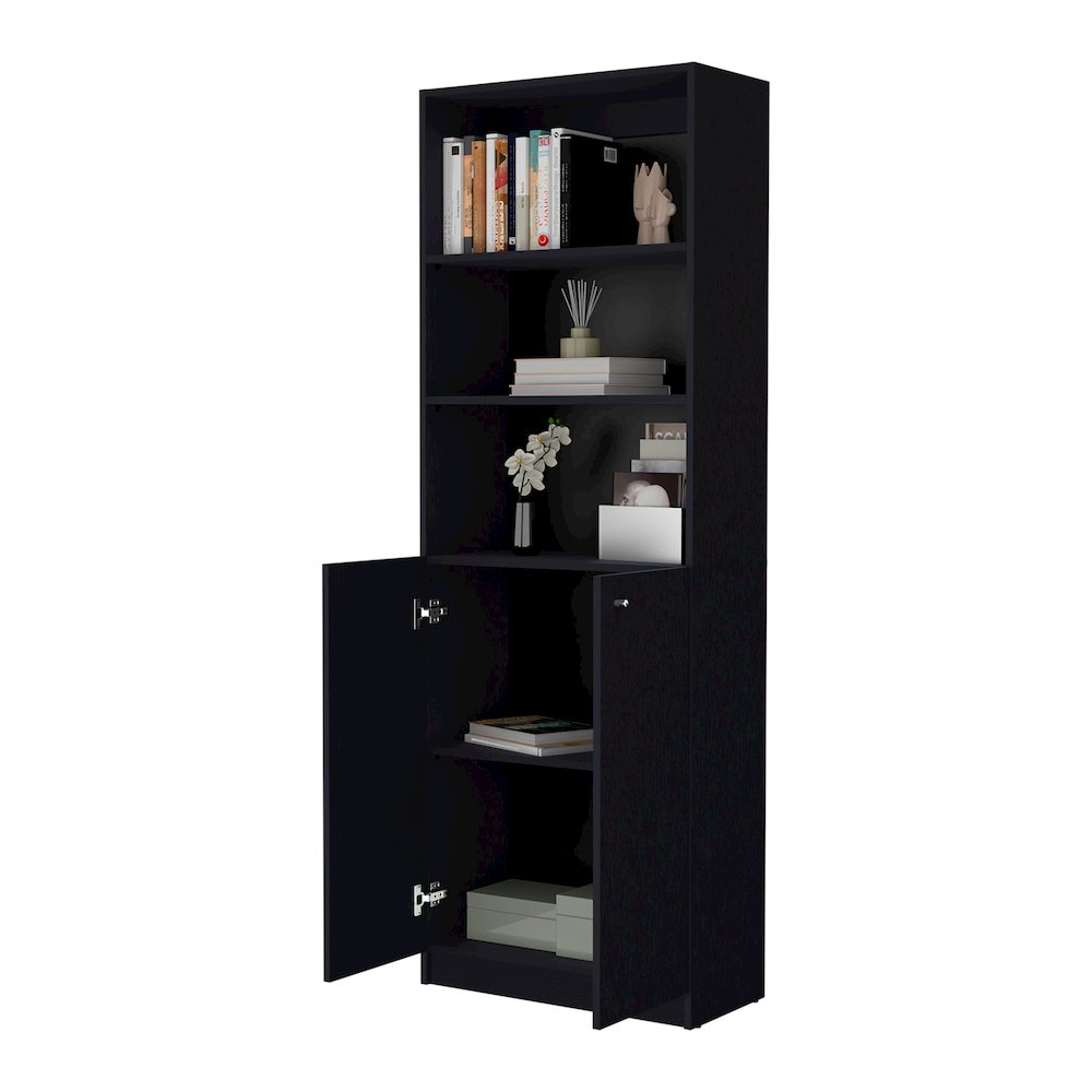 Sutton 2-Door Bookcase, Storage with Multi-Level Shelves, Wenge. Picture 7
