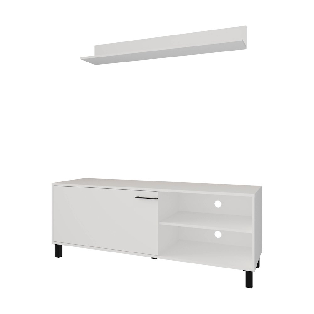 TV Stand 65" in melamine with Open Storage,pneumatic arms and 1 Door. Picture 1