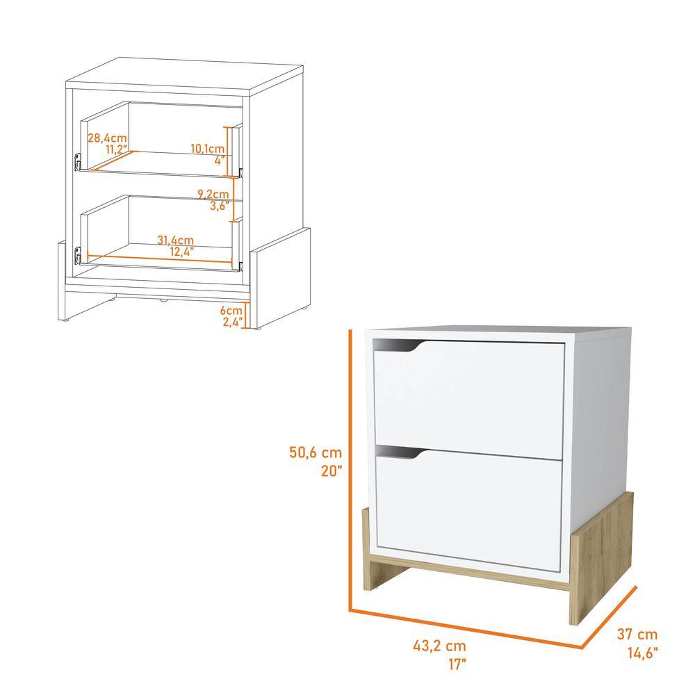 Lovell Nightstand with Sturdy Base and 2-Drawers. Picture 2