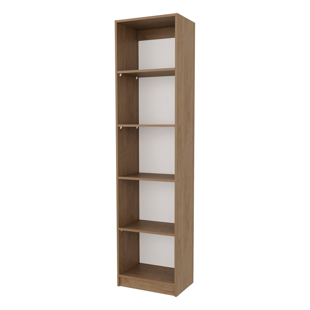 Beaver Balley Bookcase with Open Storage and 5 Shelves, Natural Oak and White. Picture 1