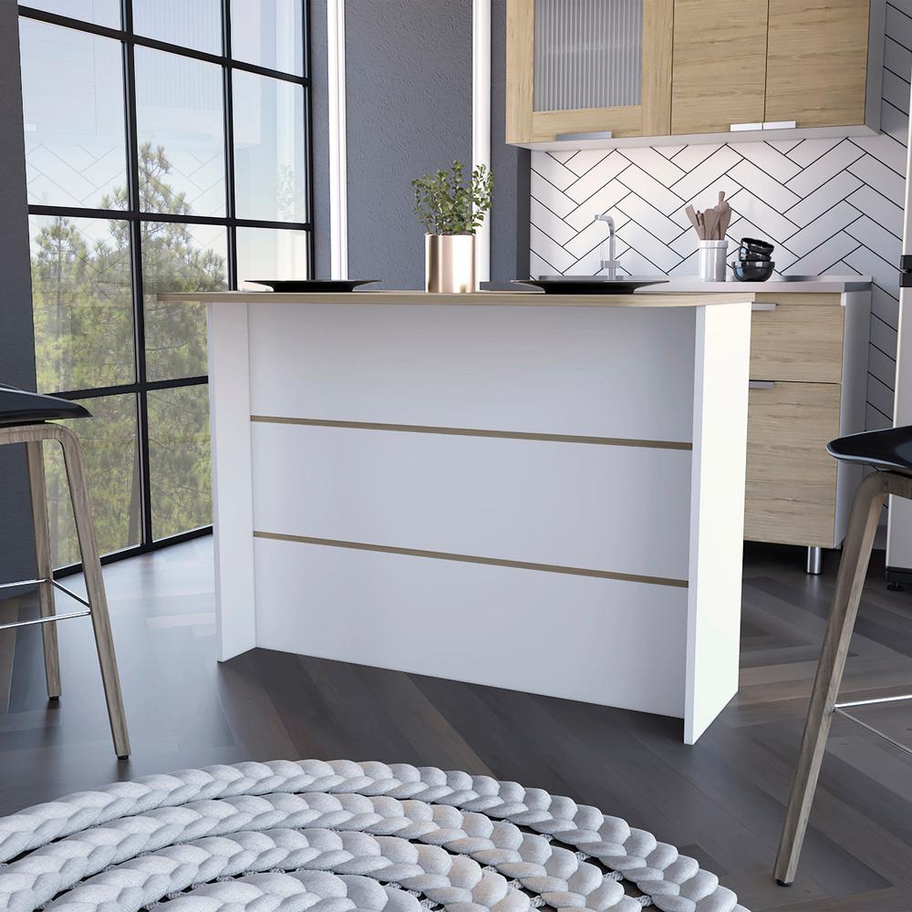 Crete Kitchen Island, Kitchen Bar with 3-Tier Shelves. Picture 4