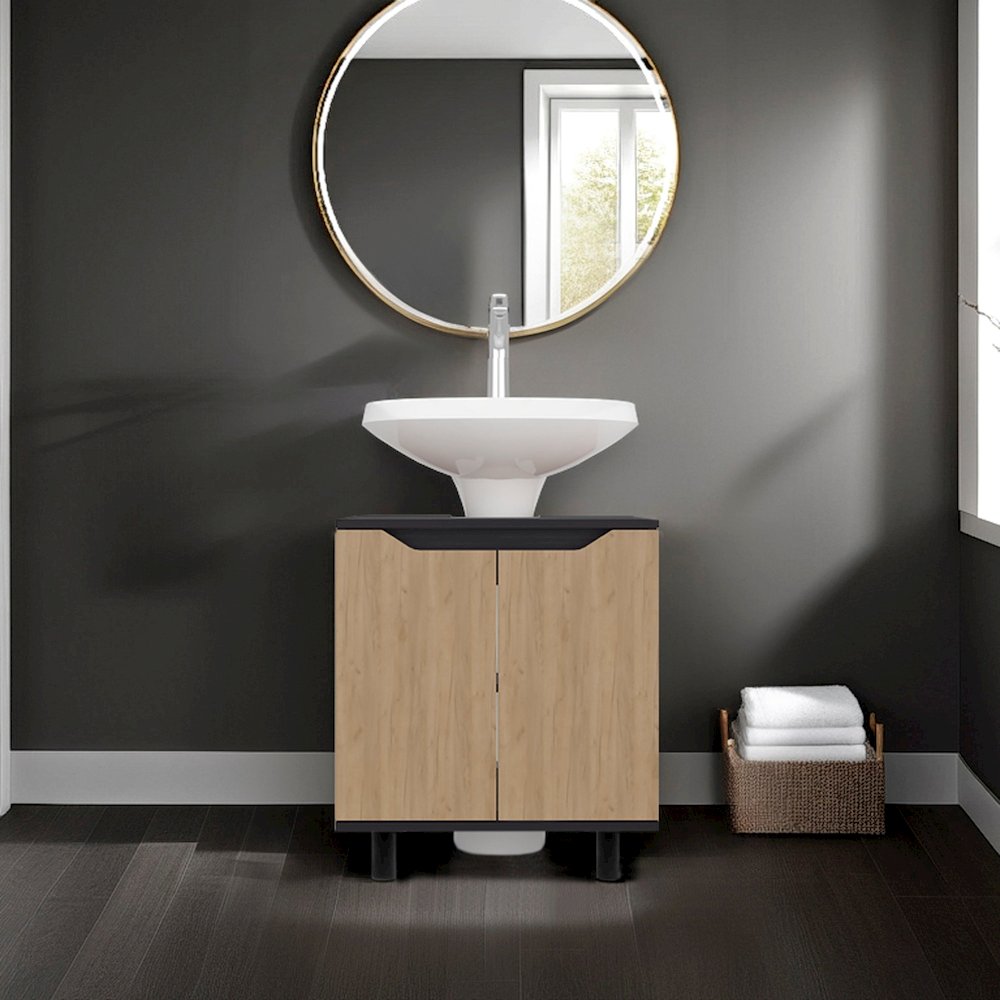 Under Sink Storage Cabinet with Double Doors, Adjustable Shelves. Picture 6