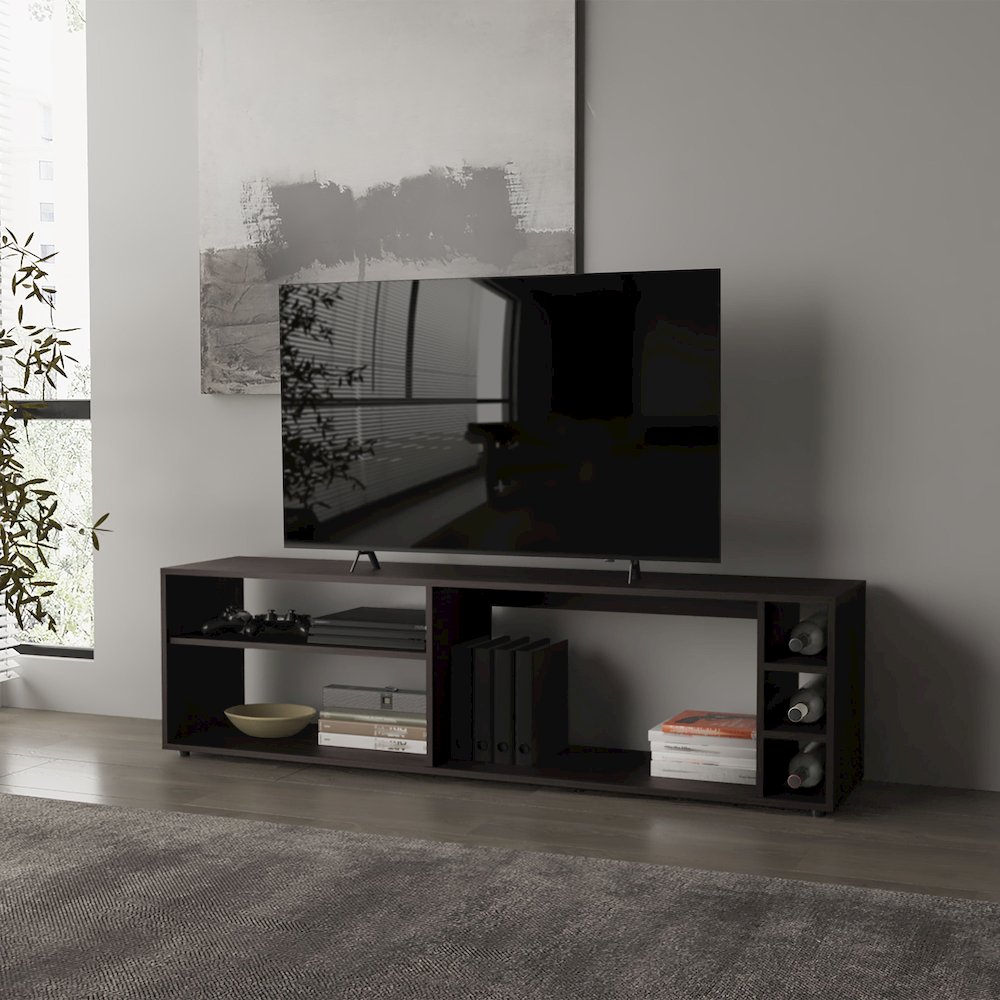 Mayo TVStand for 70" Screen with Open Storage and Melamine Finish,Wengue. Picture 3