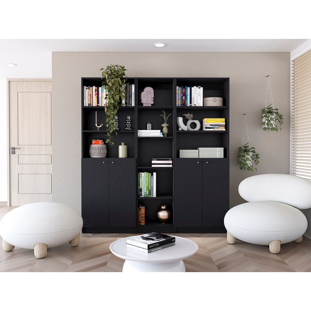 Grants 3 Piece Living Room Set with 3 Bookcases, Wenge. Picture 6