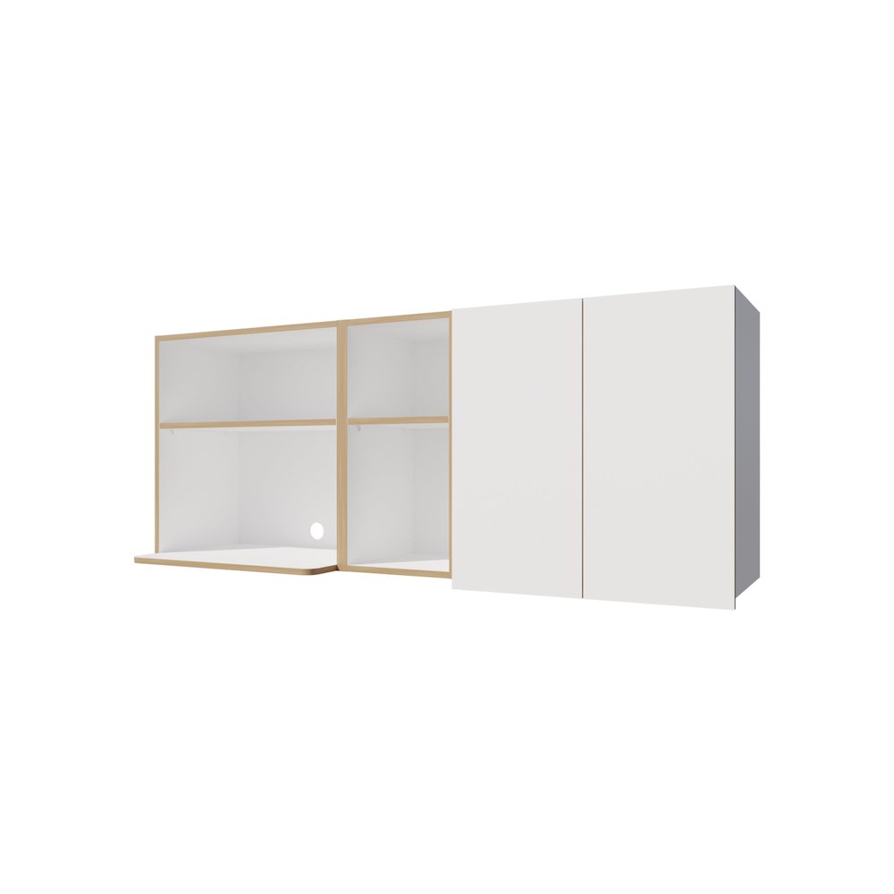 Wall-Mounted Kitchen Cabinet with Microwave Space, Open Shelves, Double Doors. Picture 1