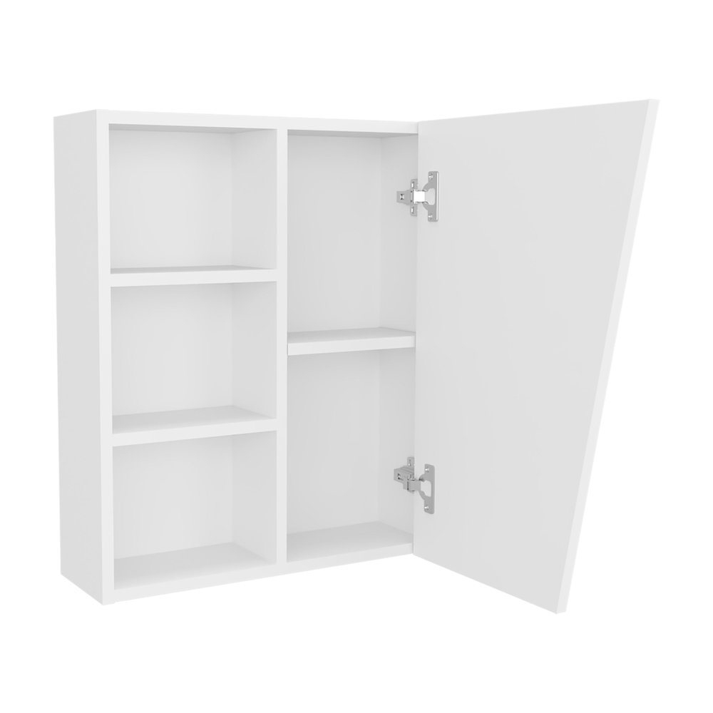Pinedale Medicine Cabinet with Mirrored Door and Open Storage, White. Picture 6