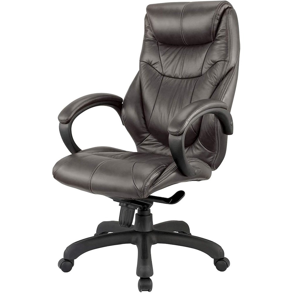 Real Leather High Back Executive Chair - Black. Picture 1