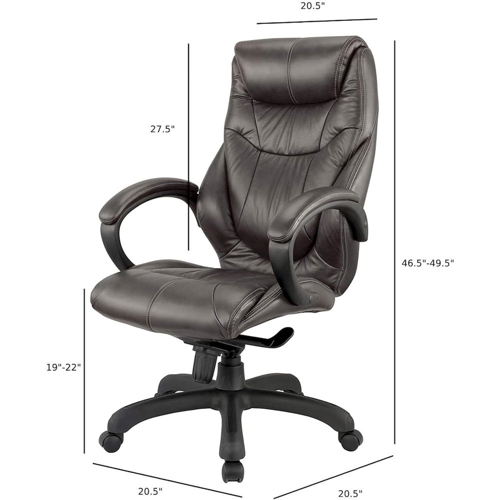Real Leather High Back Executive Chair - Black. Picture 6