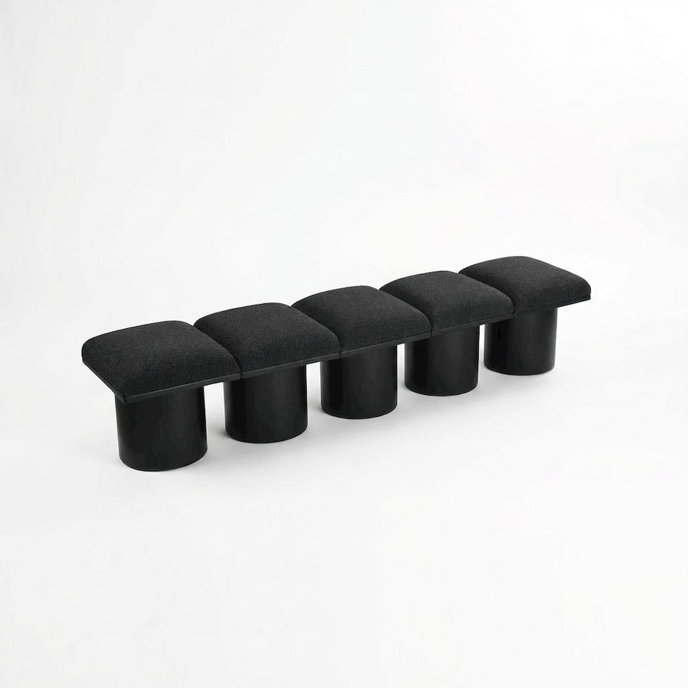 Pavilion Black Boucle Fabric Bench. Picture 2
