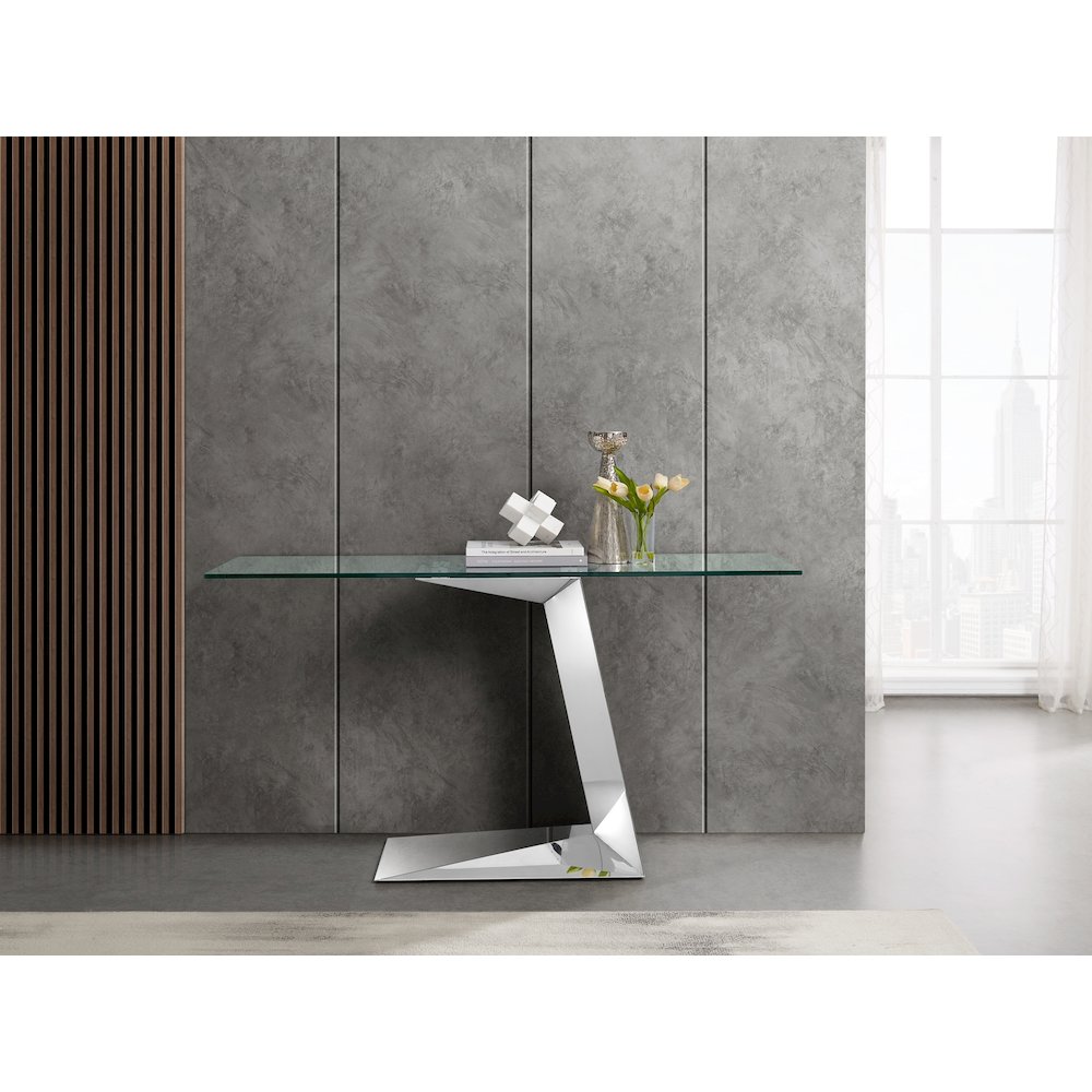 Cecilia Console Table In Stainless Glass. Picture 3