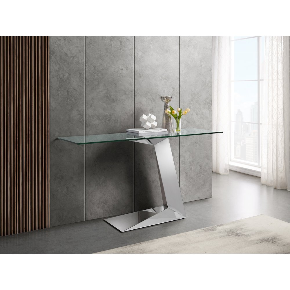 Cecilia Console Table In Stainless Glass. Picture 4